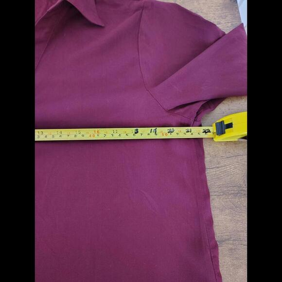 Tunic Shirt Dress Maroon 3/4 Adjustable Sleeve Buttons 3 Pockets, Size M - Picture 4 of 9